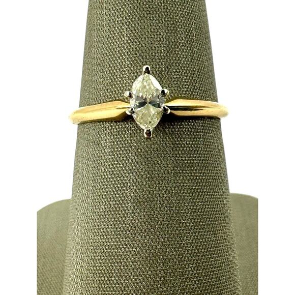 14K Yellow Gold .25cttw Marquise Diamond Solitaire Ring (16304) - Picture 1 of 7